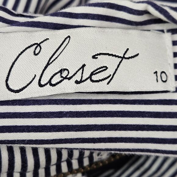 Closet London Navy & White Fit & Flare Sleeveless Dress Size 6 (10 In UK) Stripe - Picture 6 of 6